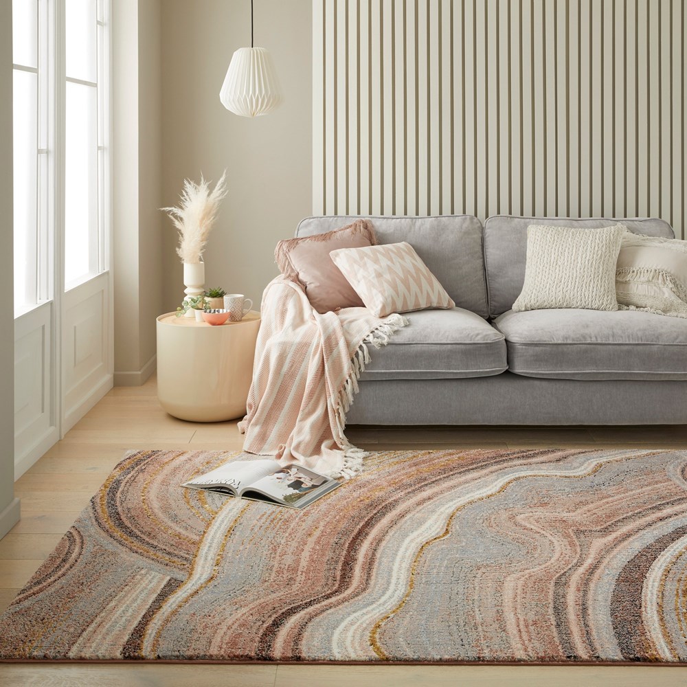 Concept Looms Amara AMA108 Marble Rugs in Blush Grey